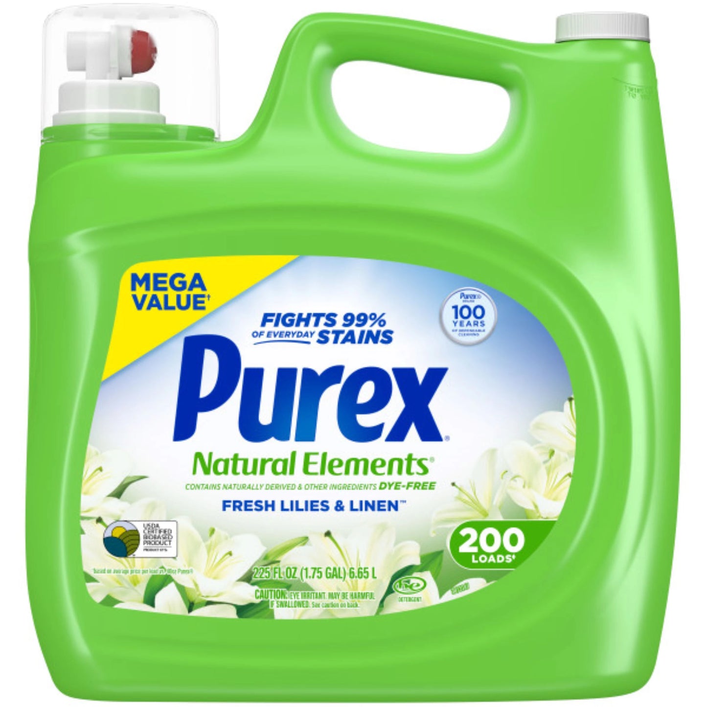 Purex Natural Elements Liquid Laundry Detergent, Fresh Lilies & Linen, 225 fl oz, 200 Loads 225 fl. oz.