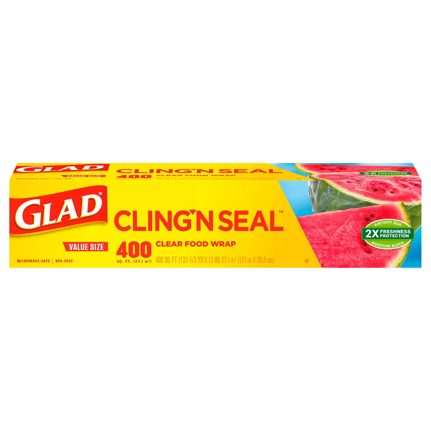 Glad Cling'n Seal Food Wrap, Clear, Value Size, 400 Square Feet 400 sq. ft.