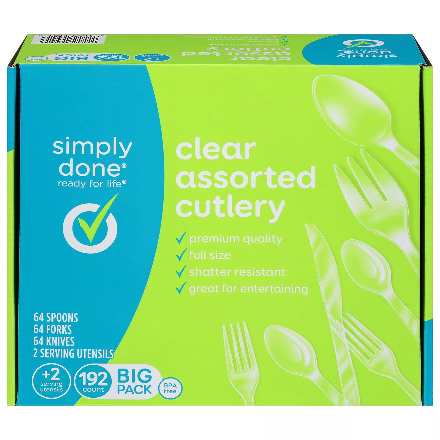 Simply Done Cutlery, Assorted, Clear, Big Pack 192 ct.