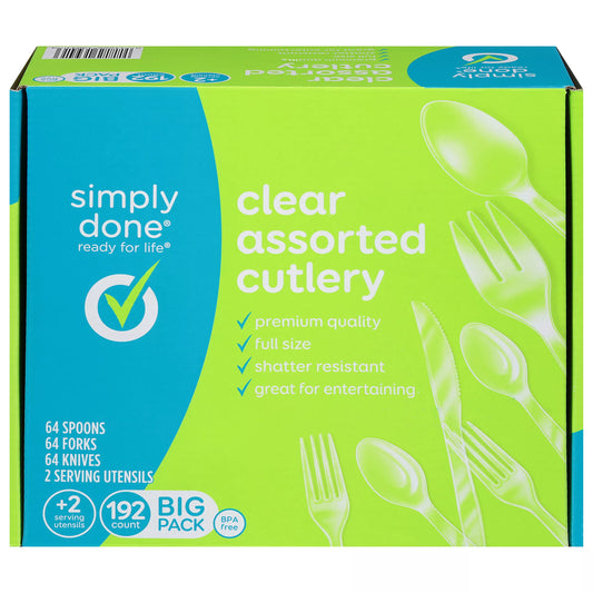 Simply Done Cutlery, Assorted, Clear, Big Pack 192 ct.
