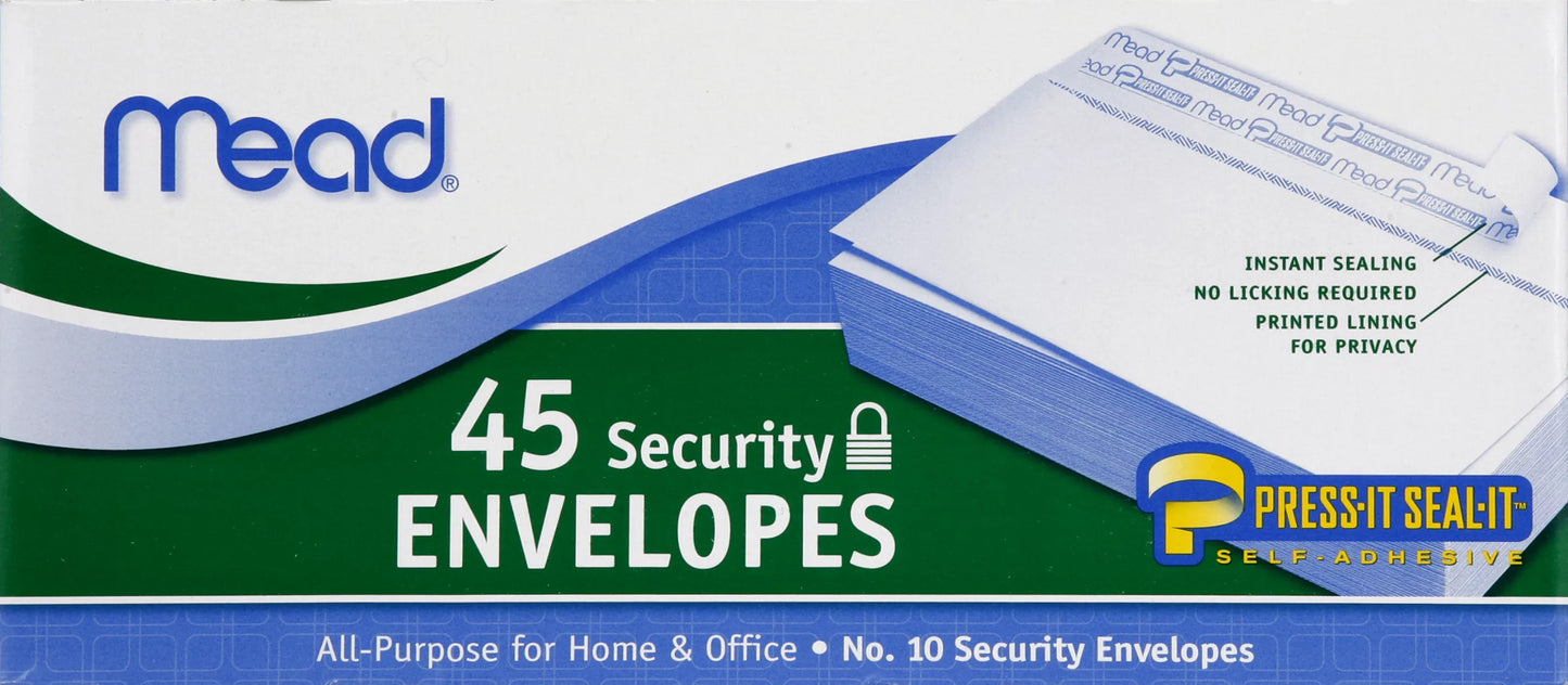 Mead Press-It Seal-It Envelopes, Security 45 ct.