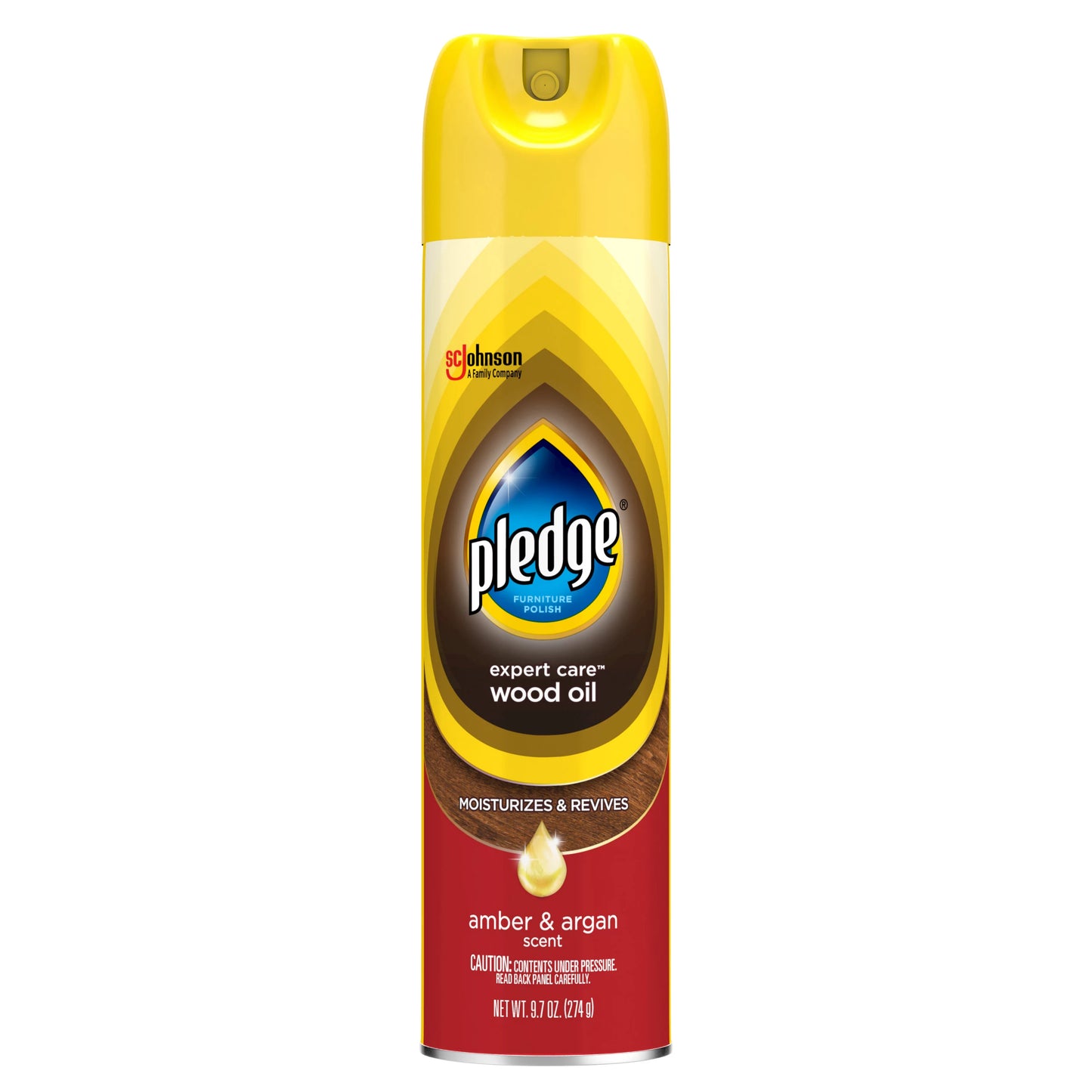 Pledge Moisturizing Wood Oil, Furniture Reviving Spray, Amber & Argan Scent, 9.7oz 9.7 ounce
