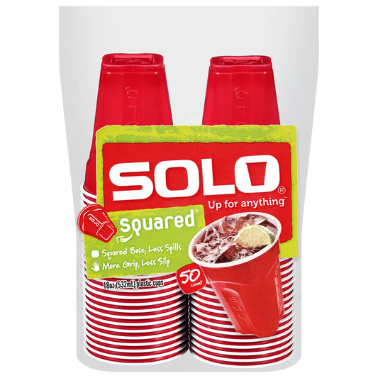 Solo Plastic Cups, Squared, 18 Ounce 50 ct.