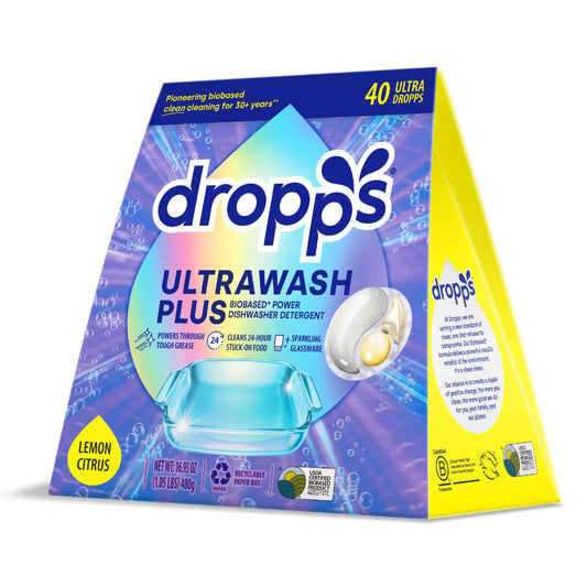 Dropps Biobased Power Dishwasher Detergent Pods - Lemon Citrus 40 ct.