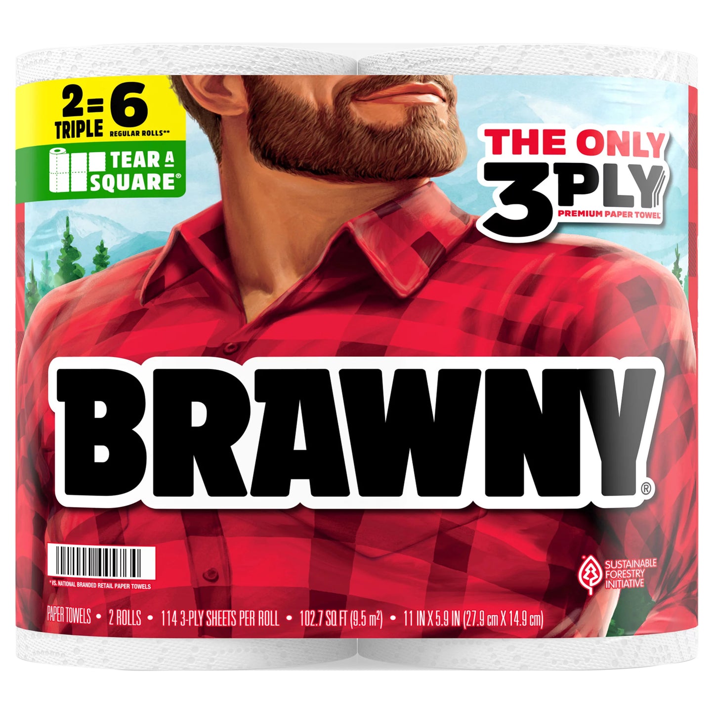 Brawny Tear-A-Square White 3-Ply Triple Rolls Paper Towels 102.7 sq. ft.