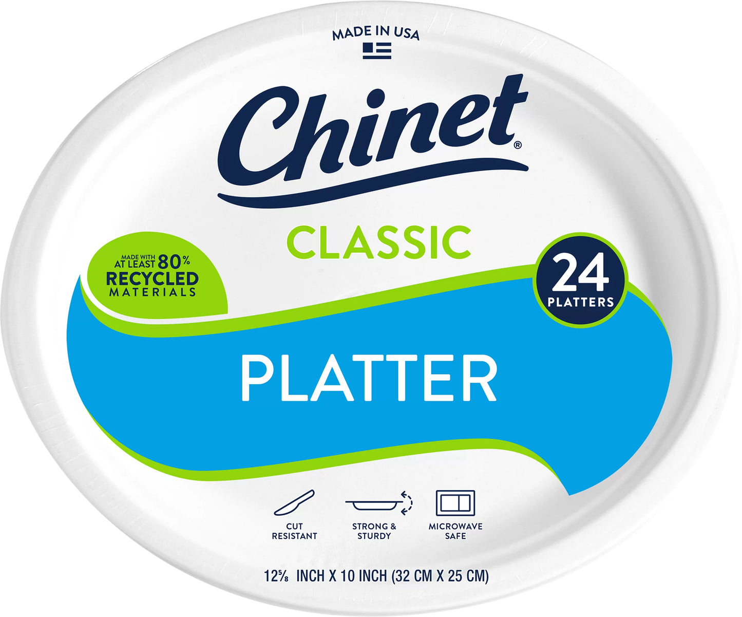 Chinet Classic Paper Oval Platter 12 5/8 x 10in (24 Count) 24 ct.