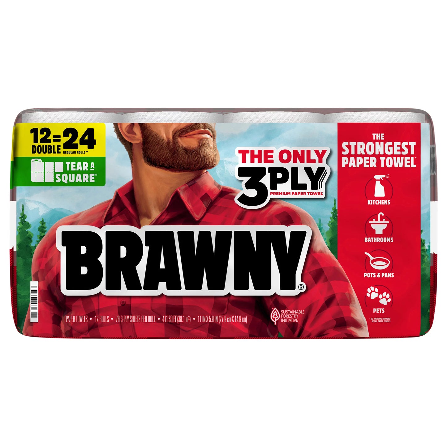 Brawny White 3 Ply Premium Double Rolls Paper Towels 411 sq. ft.