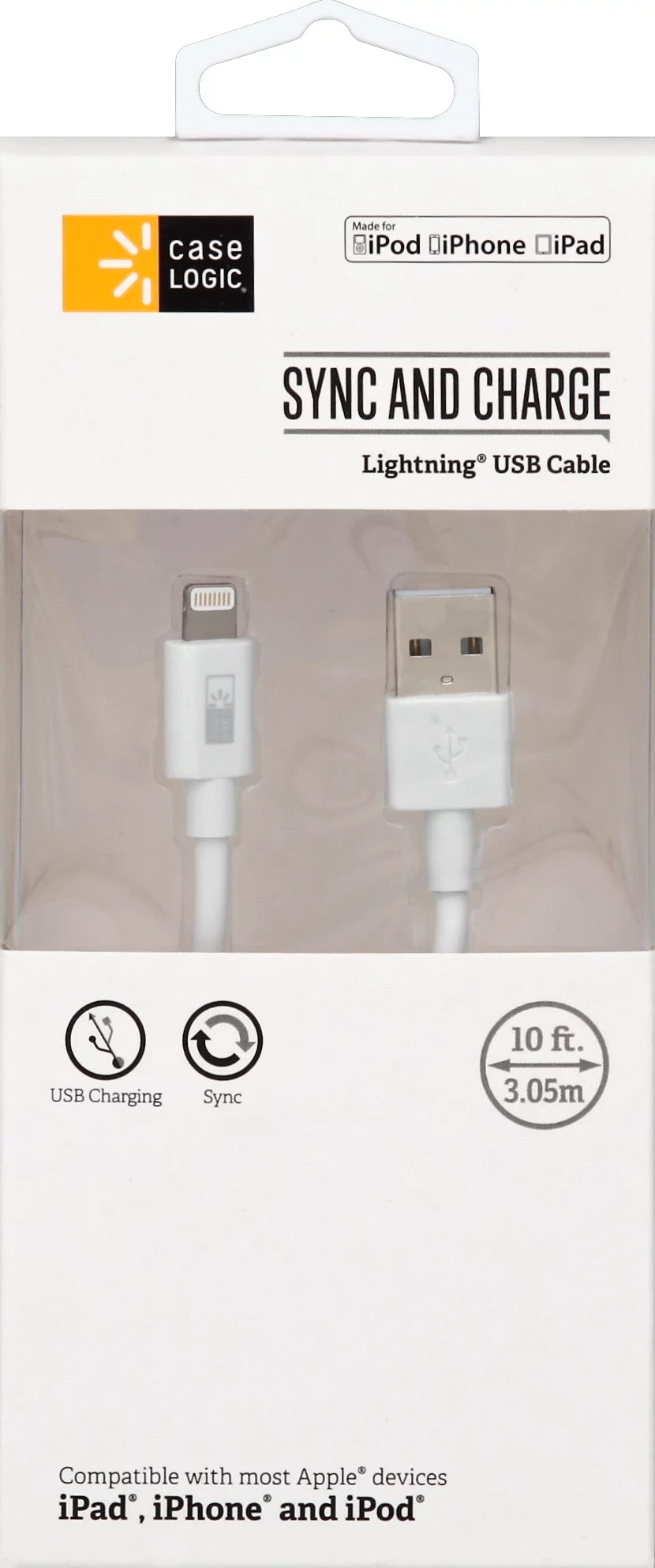 Case Logic USB Cable, Lightning, 10 Feet 1 each