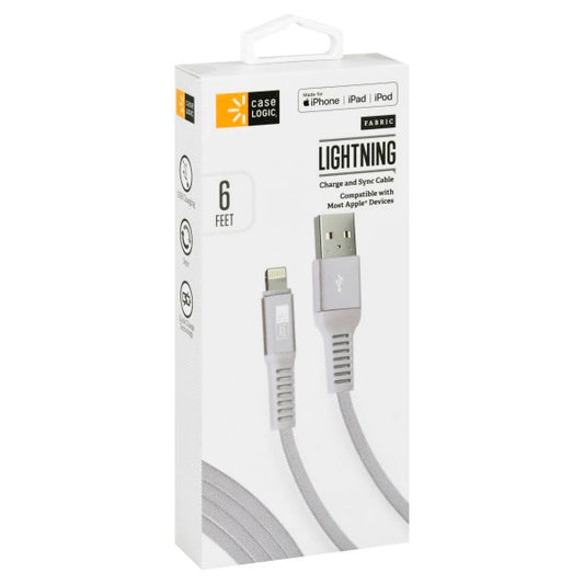 Case Logic Charge and Sync Cable, Lightning, Fabric, 6 Feet 1 each
