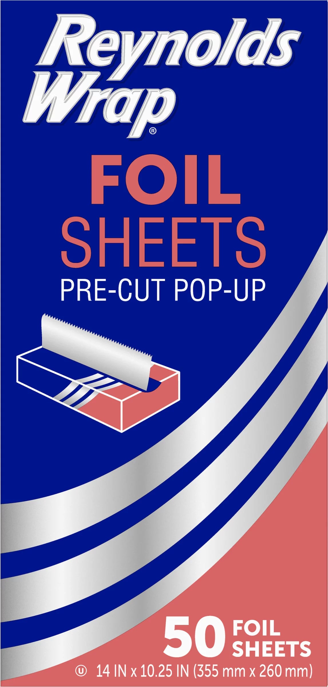Reynolds Kitchens Foil Sheets, Pre-Cut Pop Up, 14 In x 10.25 In 50 ct.