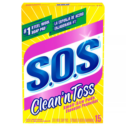 S.O.S Clean'n Toss Steel Wool Soap Pads, Small-Size 15 each