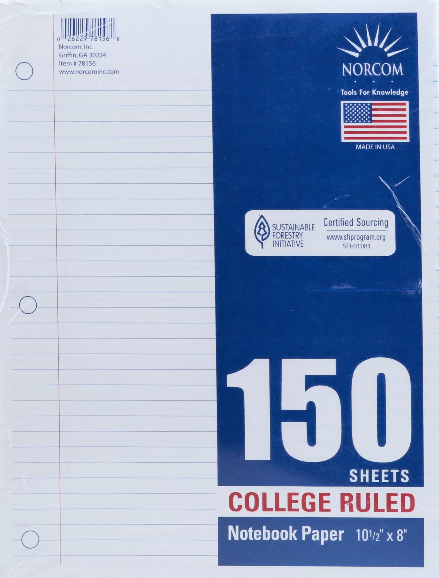 Norcom Notebook Paper, College Ruled 150 ct.