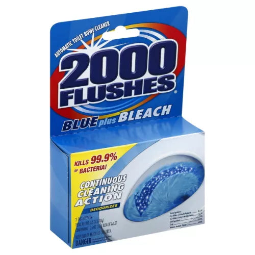 2000 Flushes Toilet Bowl Cleaner, Automatic, Blue Plus Bleach 3.5 ounce