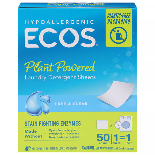 Ecos Plant Powered Free & Clear Laundry Detergent Sheets 50 ct.