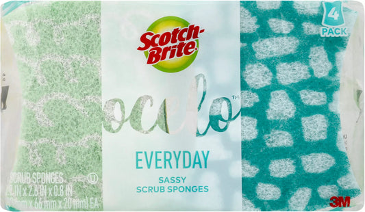 Scotch Brite Ocelo Scrub Sponges, Sassy, Everyday, 4 Pack 4 each
