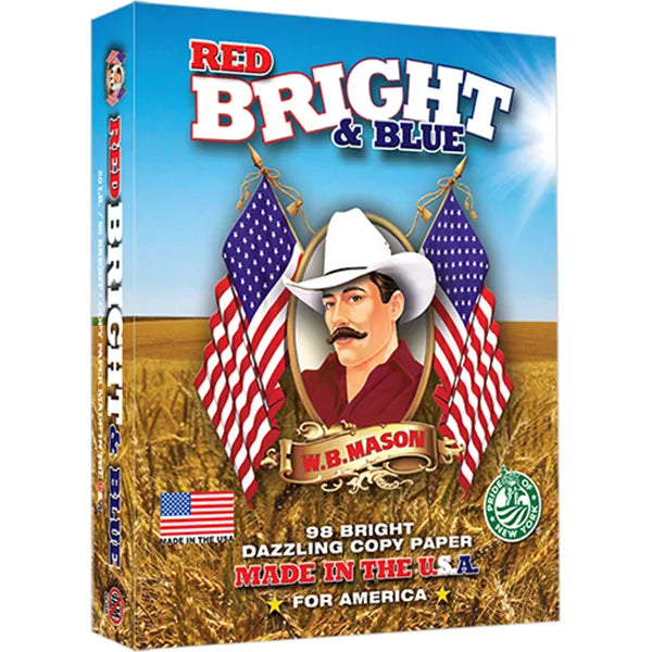 W.B. Mason Copy Paper, Red, Bright & Blue Dazzling, 8 Inch 1/2 x 11 Inch, White 500 ct.