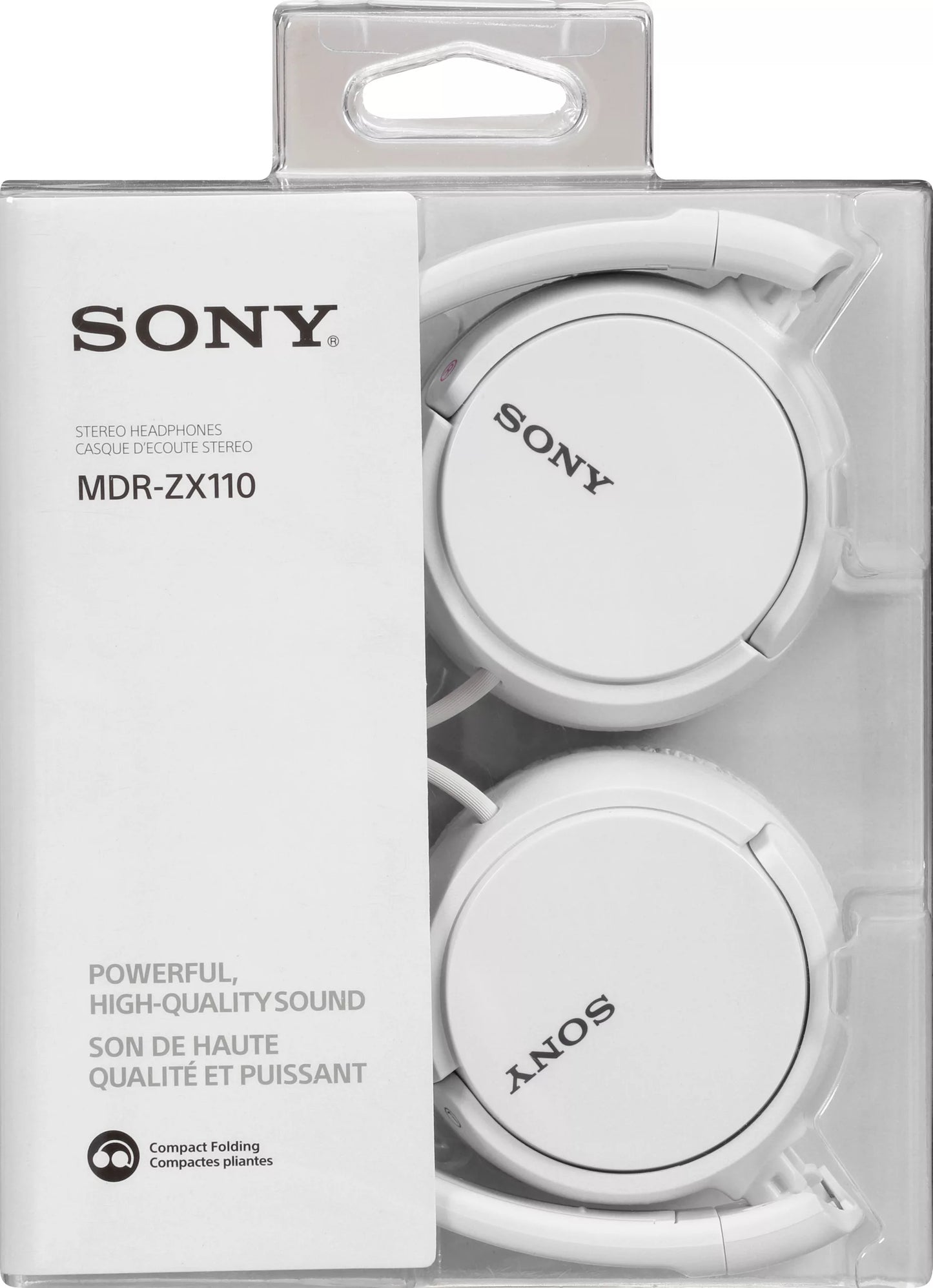 Sony Stereo Headphones, White, MDR-ZX110 1 each