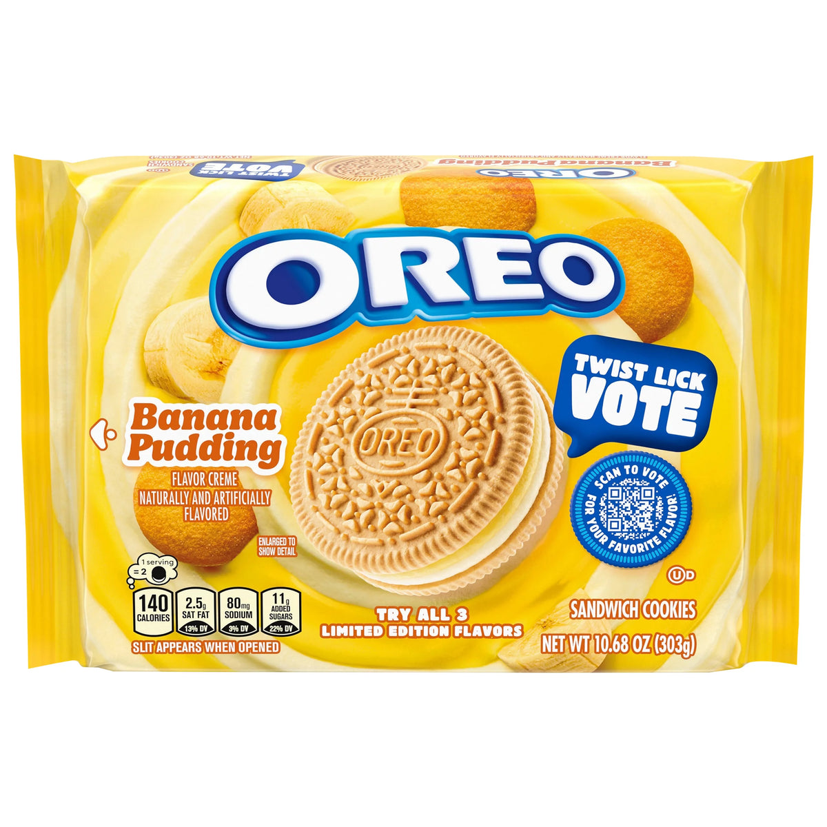 Oreo Banana Pudding Flavor Creme Sandwich Cookies, 10.68 oz. package from Oreo.