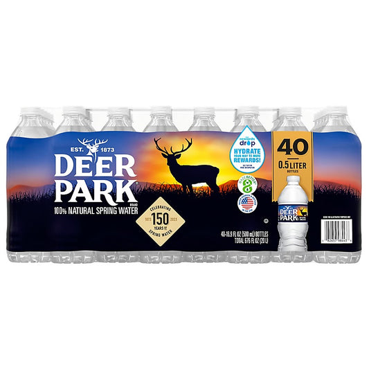 Deer Park 100% Natural Spring Water, 40 Pack (16.9 oz Bottles)