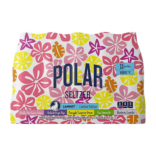 Polar Seltzer Summer Seasonal Seltzer, Variety Pack, 15 pk./1L