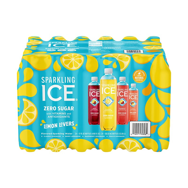 Sparkling Ice Summer Variety, Lemonade, Berry Lemonade, Raspberry Lemonade, Peach Lemonade, 24 pk./17 oz.