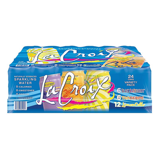LaCroix Summer Variety Pack, Limoncello, Black Razzberry, Tangerine, 24 pk./12 oz.