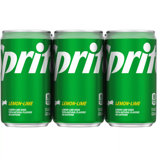 Sprite Lemon-Lime Mini Soda Cans 6 x 7.5 fl. oz. bulk pack available from Crabtree Supply. Fast local delivery and nationwide shipping.