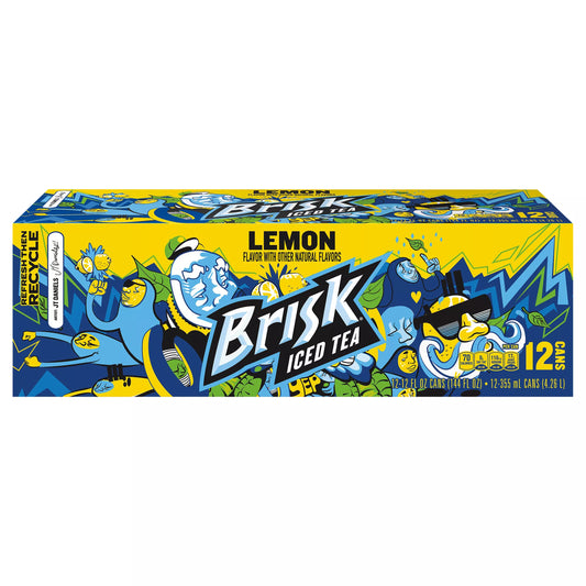 Brisk Iced Tea, Lemon 12 x 12 fl. oz. bulk pack available from Crabtree Supply. Fast local delivery and nationwide shipping.