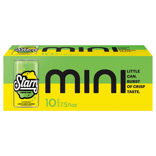 Starry Lemon Lime Soda, Caffeine Free, Mini Cans 10 x 7.5 fl. oz. bulk pack available from Crabtree Supply. Fast local delivery and nationwide shipping.