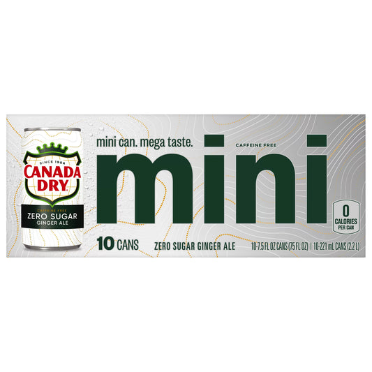 Canada Dry Ginger Ale, Zero Sugar, Mini 10 x 7.5 fl. oz. bulk pack available from Crabtree Supply. Fast local delivery and nationwide shipping.