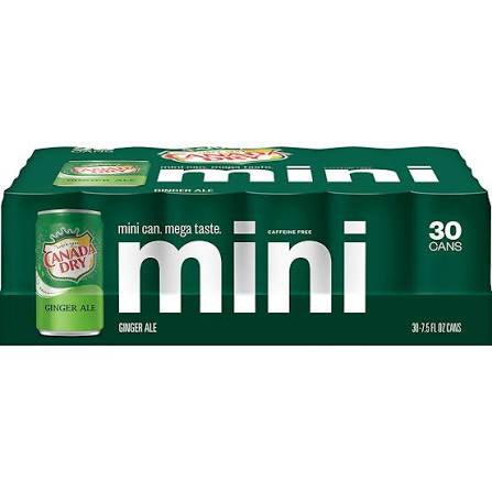 Canada Dry Ginger Ale Mini Cans Club Pack (30 ct, 7.5 oz) bulk pack available from Crabtree Supply. Fast local delivery and nationwide shipping.