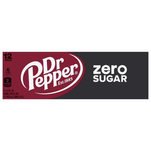 Dr Pepper Soda, Zero Sugar, 12 Pack 12 x 12 fl. oz. bulk pack available from Crabtree Supply. Fast local delivery and nationwide shipping.
