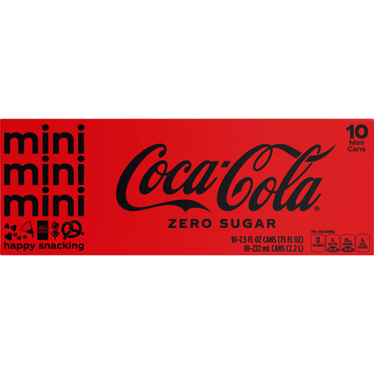 Coca-Cola Zero Sugar Soda Cans 10 x 7.5 fl. oz. bulk pack available from Crabtree Supply. Fast local delivery and nationwide shipping.