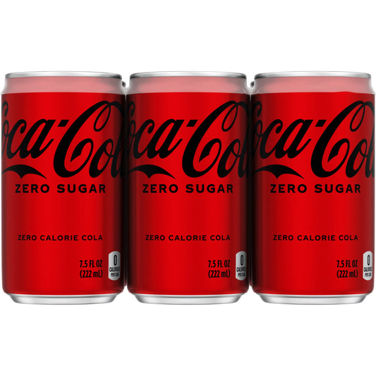 Coca-Cola Zero Sugar Mini Soda Cans 6 x 7.5 fl. oz. bulk pack available from Crabtree Supply. Fast local delivery and nationwide shipping.