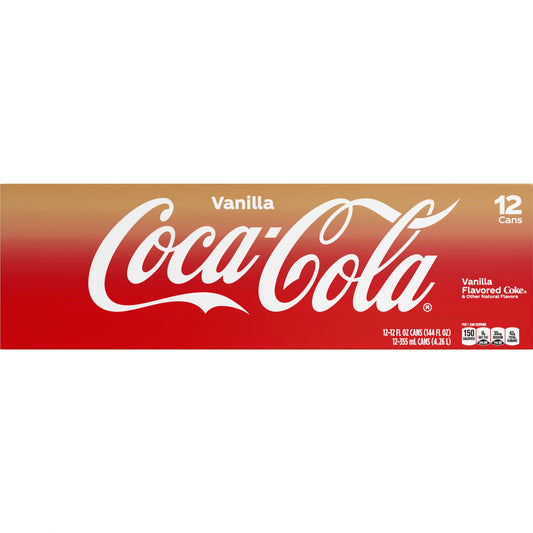 Coca-Cola Vanilla Soda Cans 12 x 12 fl. oz. bulk pack available from Crabtree Supply. Fast local delivery and nationwide shipping.