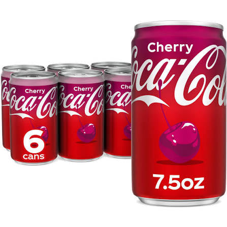 Coca-Cola Cherry Soda Cans 6 x 7.5 fl. oz. bulk pack available from Crabtree Supply. Fast local delivery and nationwide shipping.