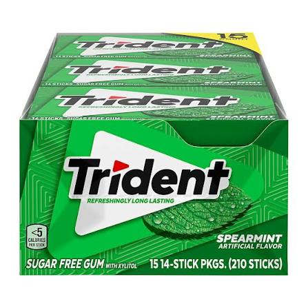 Trident Spearmint Sugar-Free Gum, 15 pk. product packaging