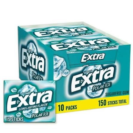 Extra Polar Ice Sugarfree Gum, 10 pk. product packaging