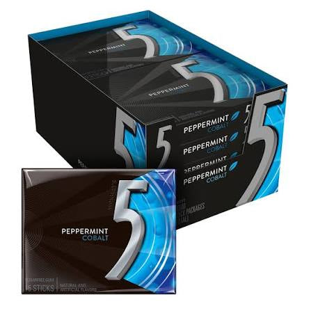 5 Gum Peppermint Cobalt Sugar Free Chewing Gum, 15 Sticks Per Pack, 10 pk. – alternate product view 2