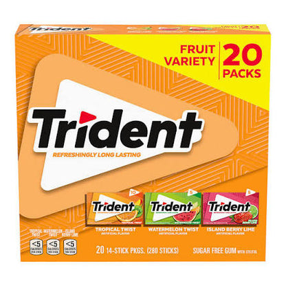 Trident Fruit Variety Pack Sugar-Free Gum, 20 pk. product packaging