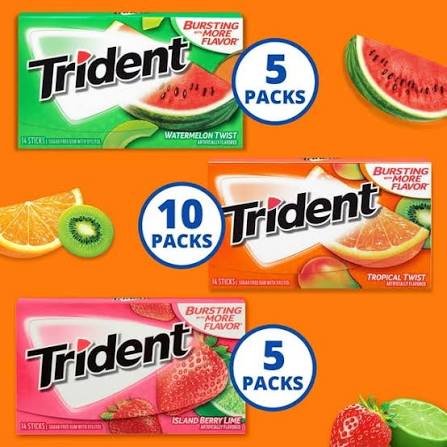 Trident Fruit Variety Pack Sugar-Free Gum, 20 pk. – alternate product view 2