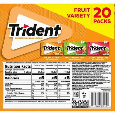 Trident Fruit Variety Pack Sugar-Free Gum, 20 pk. – alternate product view 4