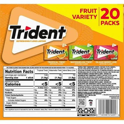 Trident Fruit Variety Pack Sugar-Free Gum, 20 pk. – alternate product view 4