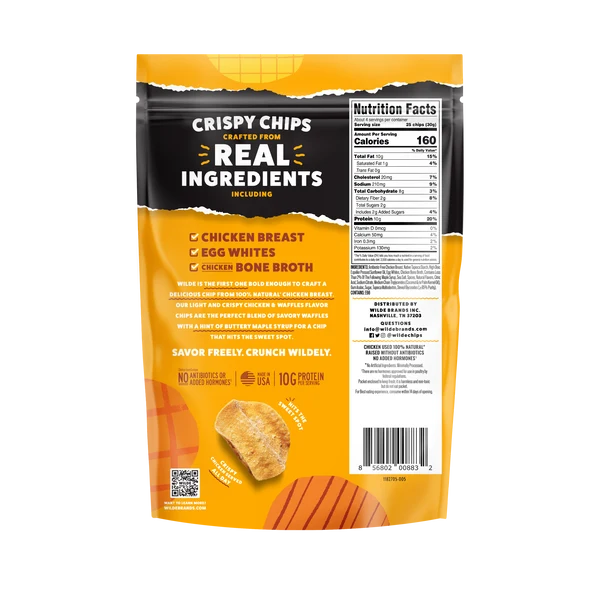 Wilde Chicken & Waffles Flavor Protein Chips, 1.34 oz. — product image 2