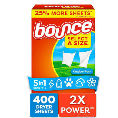 Bounce Select-A-Size Dryer Sheets, Outdoor Fresh, 400 ct.