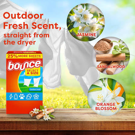 Bounce Select-A-Size Dryer Sheets, Outdoor Fresh, 400 ct.